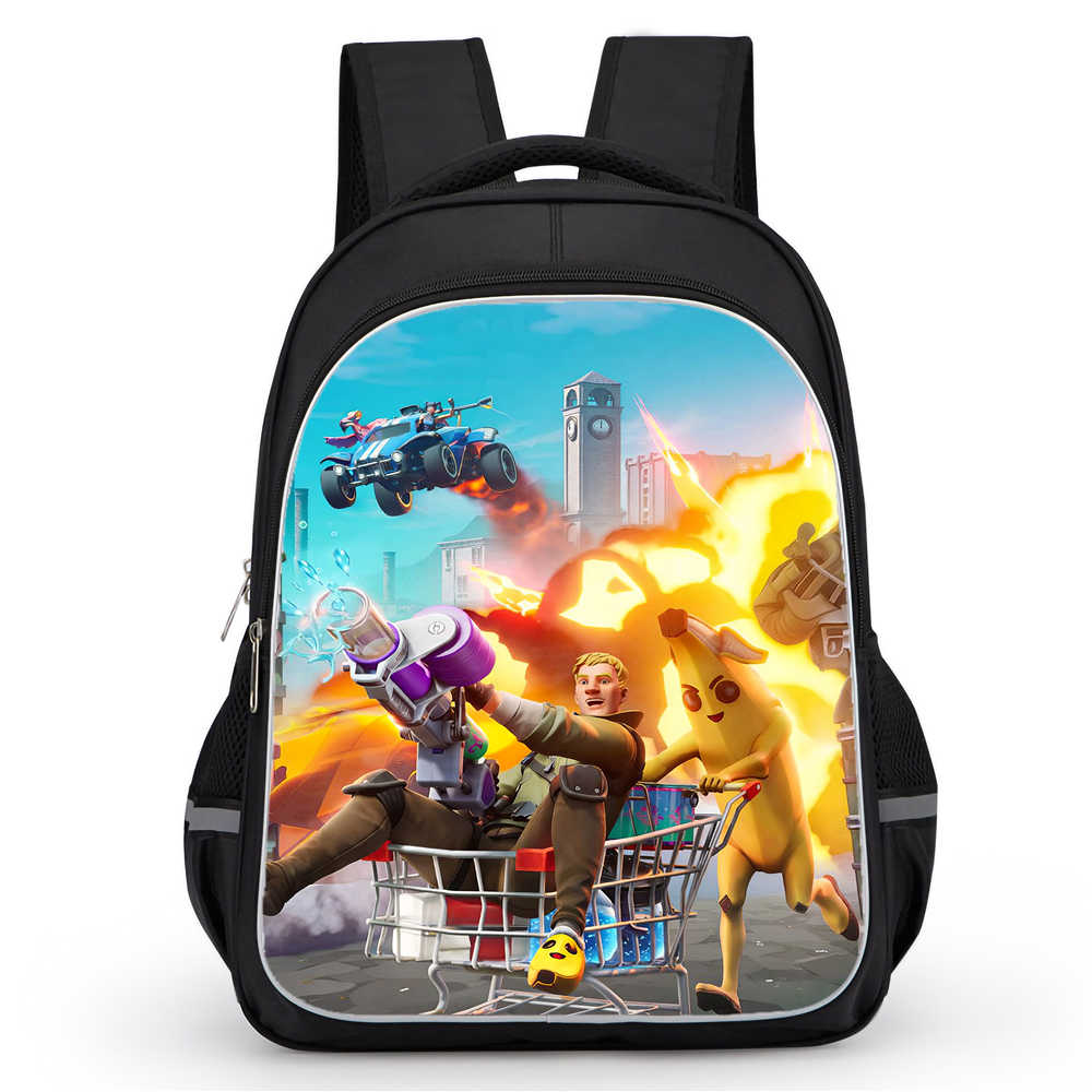 Большой вместительный 16-дюймовый милый мультяшный рюкзак Fortnite, унисекс для мальчиков и девочек, подходит для возраста 6-14 лет, повседневная школьная сумка для хранения