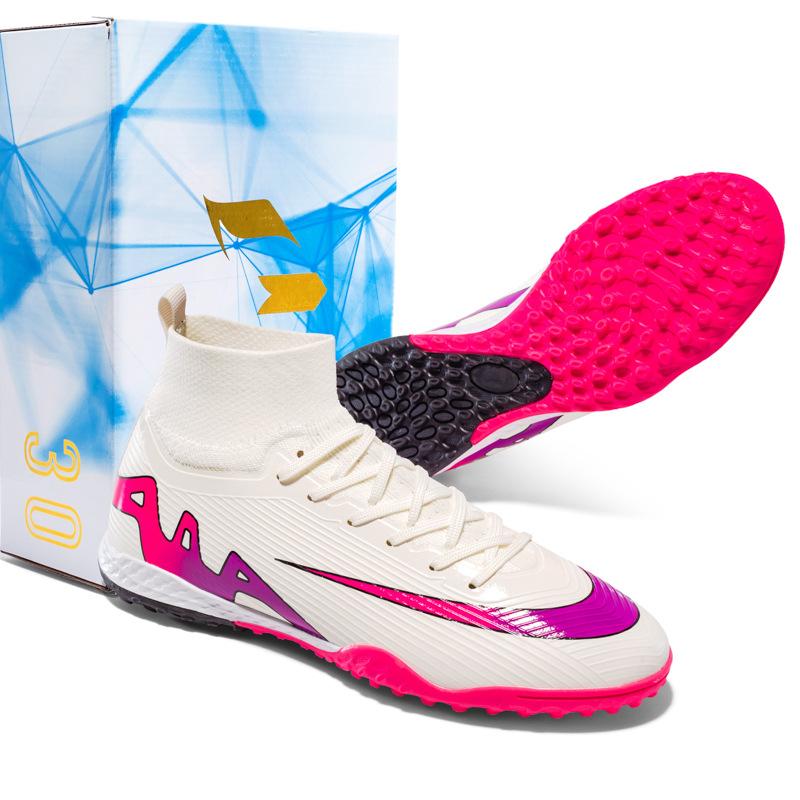 Розовые футбольные бутсы мужские новые длинные шипы молодежные спортивные тренировочные бутсы трава сломанные шипы тренировочные игровые бутсы