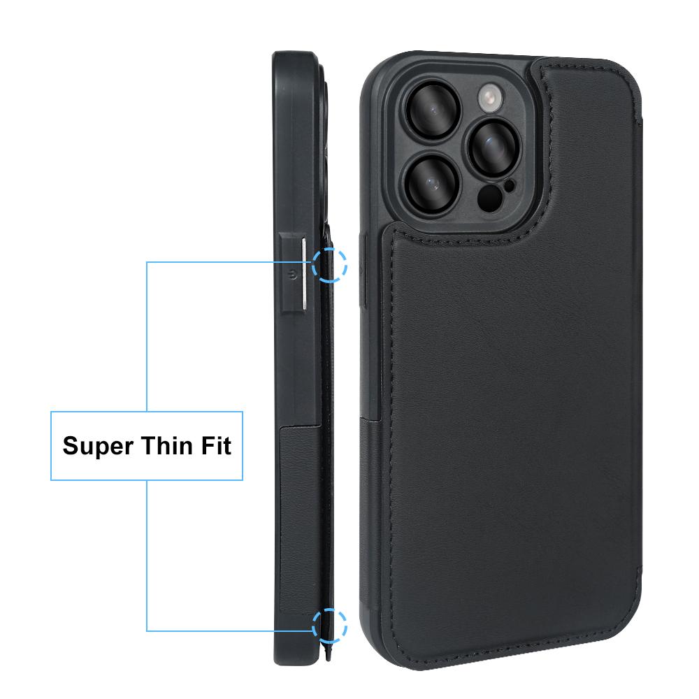 For iPhone 14 Pro Max Magnetic Case RCS Eco Friendly Flip Phone Cover with Kickstand RFID Blocking