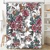 Vintage Floral Printed Shower Curtain Decorative Bathing Room Waterproof Fabric Home Decoration