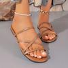 Мода 2025 Новые летние женские сандалии Повседневные плоские сандалии Универсальная модная обувь Удобная обувь на плоской подошве для отпуска