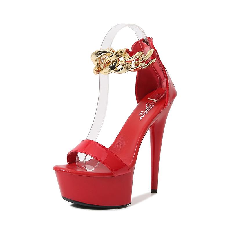 Fashion New Chain Style Stage Performance Women's Sandals Summer Party Wedding Shoes Sexy Fashion Thick Bottom Striptease Stilettos