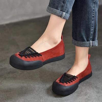 Лоферы ручной работы в стиле ретро, ​​туфли на плоской подошве из натуральной кожи, повседневная женская обувь без шнуровки на мягкой подошве с круглым носком