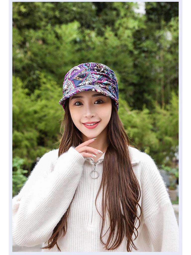 Korean Style Floral Baseball Cap – Women’s Soft Brim Ethnic Design for Autumn/Winter