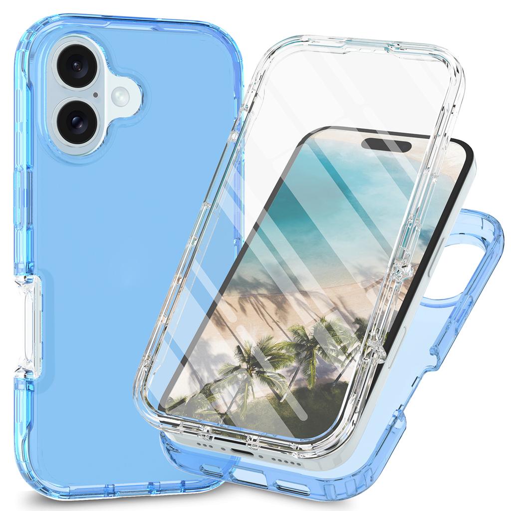For iPhone 16 Plus Case TPU+PC Full Protection Shockproof Phone Cover with PET Screen Guard