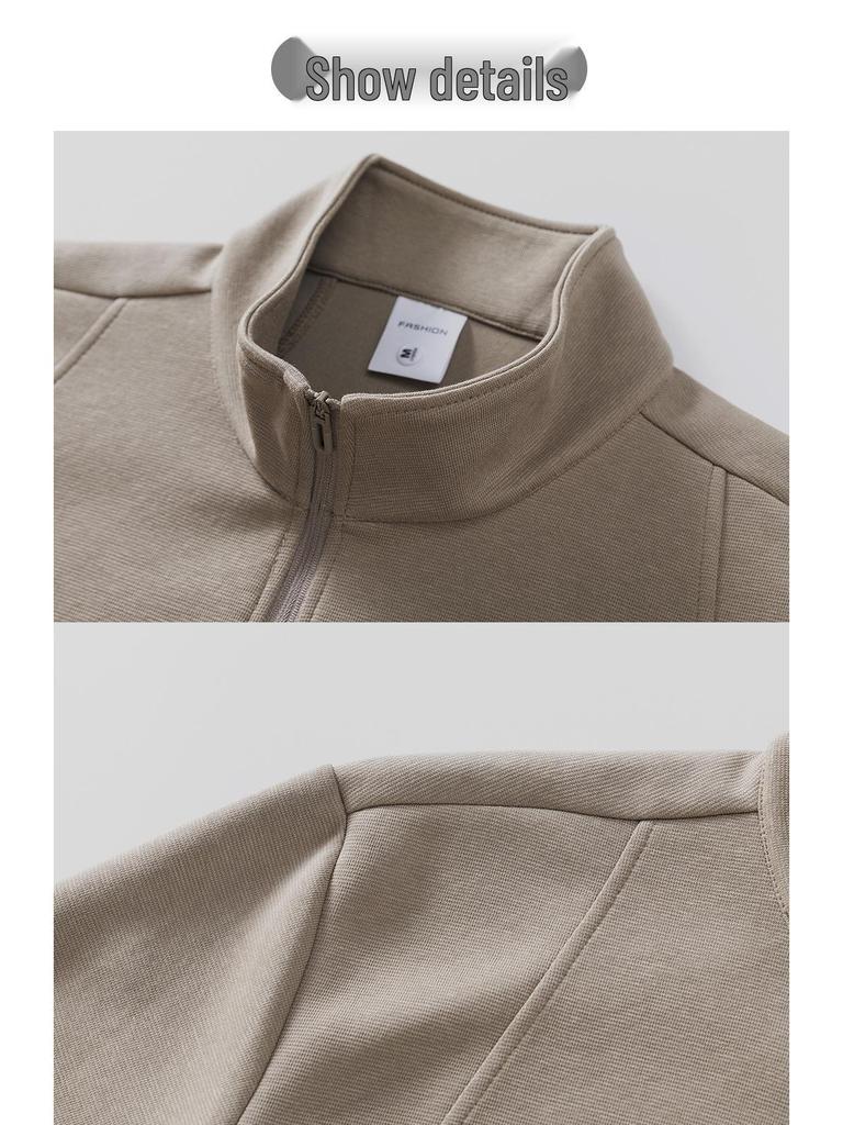 2025 Fall/Winter High-End Logo Print Half-Zip Stand Collar Sweatshirt - Long Sleeve Workwear Jacket