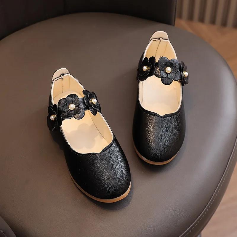 2024 Children Leather Shoes for Girls Autumn New Fashion UK Style Soft Comfortable Casual Performance Chic Sweet Versatile Shoes