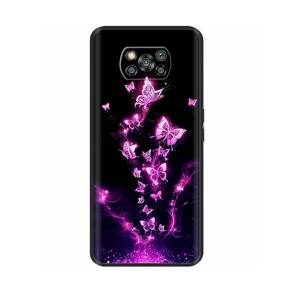 Для чехла Poco X3 Pro Чехол с бабочкой и сердцем из мягкого жидкого силикона Полная защита Чехлы для Xiaomi Poco X3 NFC Чехол для Poco X3 PocoX3