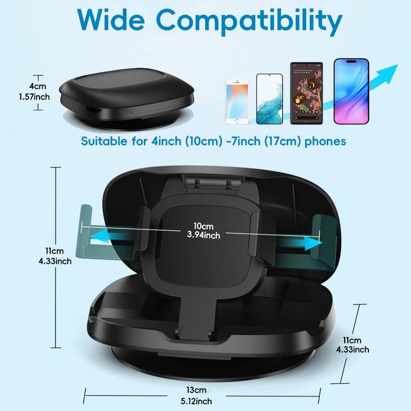 Car Dashboard Phone Holder 360° Rotatable,Portable Anti-Slip Car Phone Holder Horizontal & Vertical Place,Strong Self-Adhesive