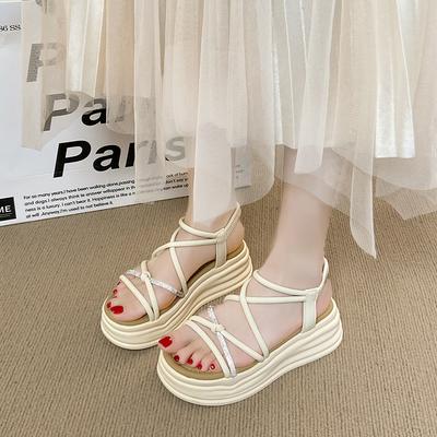 CRLAYDK Женские сандалии на платформе с ремешками, шлепанцы, открытый носок, женская пляжная обувь, повседневная обувь для ходьбы, толстая подошва, нарядные тапочки