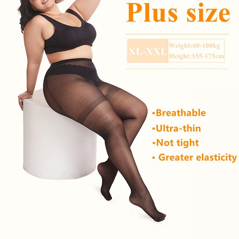 Plus Size Hollow Stretch Tight Black Lace Stockings Fishnet Pantyhose Oversized Women's Mesh Sexy Stocking Tights XXL