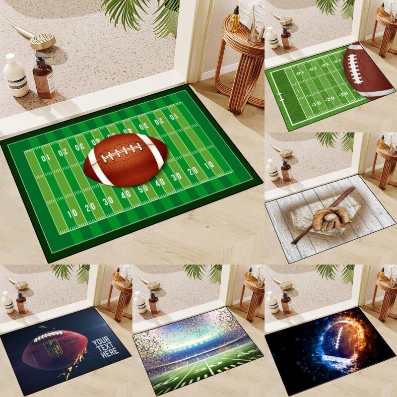 Super Bowl Themed NFL Rugs Non-Slip Machine Washable Floor Mats for Entryways and Holiday Decor Celebrate The Football Spirit