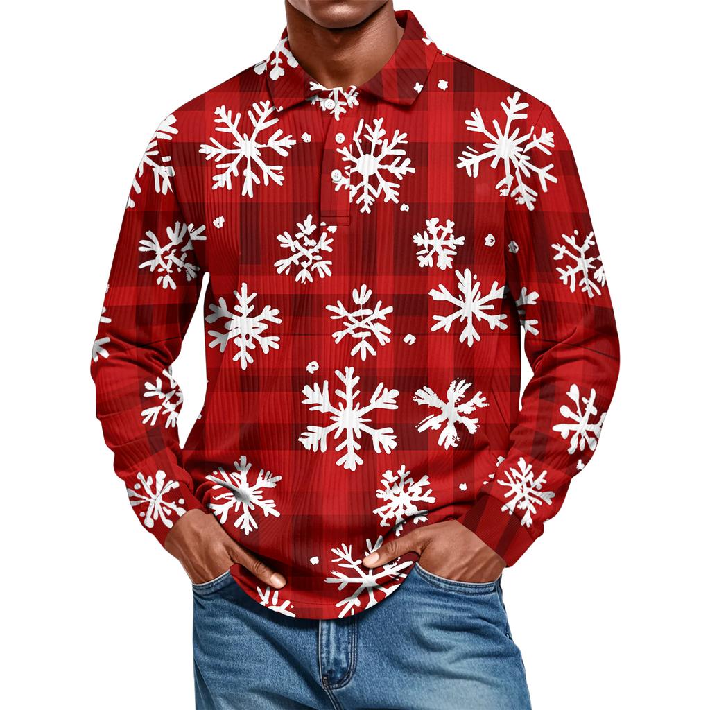 Men's Casual Style Solid Color Loose Shirt Long-sleeved Top