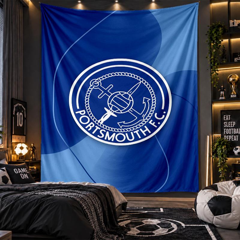 Wall Hanging Tapestry Portsmouth FC Print Cloth for Living Room Bedroom Home Decor