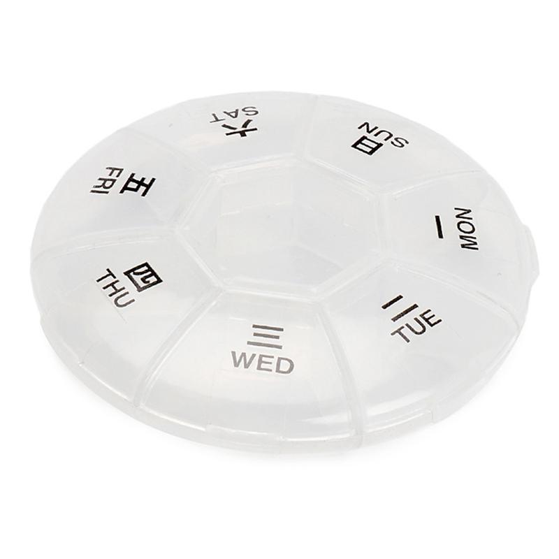 1 PCS Round Portable Pill Box Medicine Planner Small Case  7-Sided Pill Reminder Round Shaped Weekly Pill Organizer