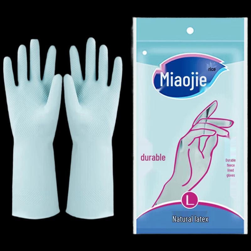 MIAOJIE Бытовые латексные перчатки с флоковым покрытием