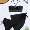 1011 solid color sexy European and American reverse wear split bikini spot bikini three-piece swimsuit women