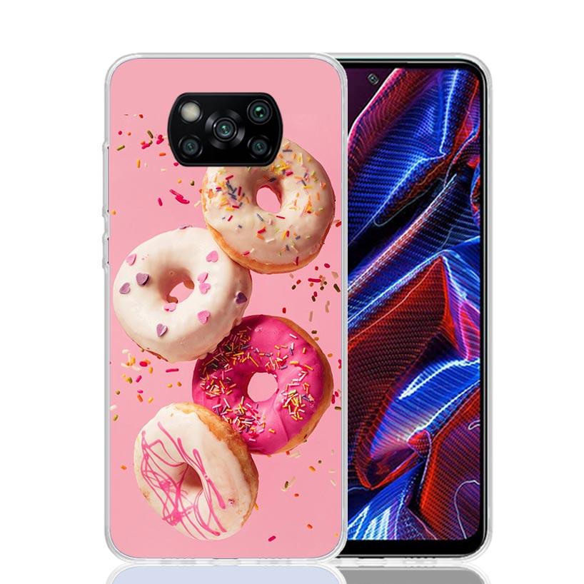 Macaron Ice Cream Cake Doughnut Case Phone Cover for Xiaomi Redmi Note 10 9 9S 8 8T 7 5 Pro Mi 12T 11T 10T 9T 12 11 Lite A3 A2 T