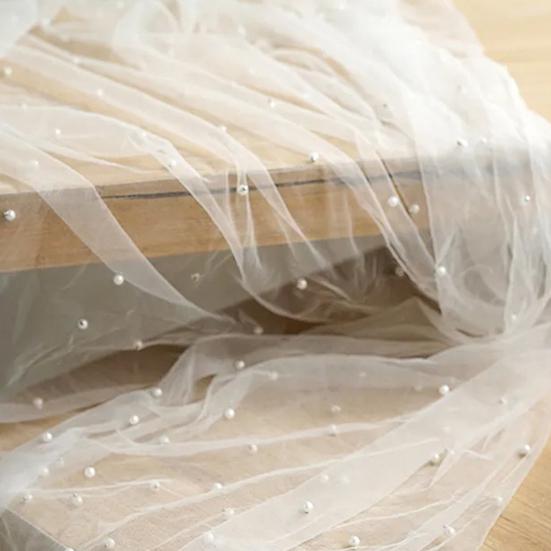 Столовая дорожка из тюля с искусственным жемчугом, 118 x 28 дюймов, прозрачная марля, для свадьбы, дня рождения, детского праздника, юбилея, украшения обеденного стола