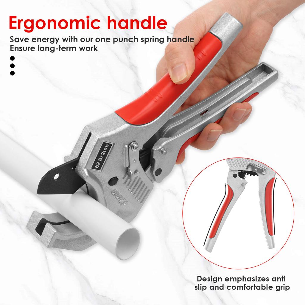 PVC Pipe Cutter High Hardness Steel Self Locking Ratcheting Pipe Cutter Tools Non Slip Tubing Cutting for PPR PEX Rubber Plastic