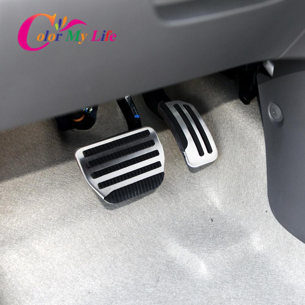 Автомобильные накладки на педали Color My Life для Nissan Versa Sunny Versa Note 2014-2017, защитный чехол для педалей из нержавеющей стали AT