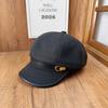 Hat Women's New Belt Buckle Octagonal Hat Literary Versatile Wide Brim Painter Hat Fashion Wool Beret