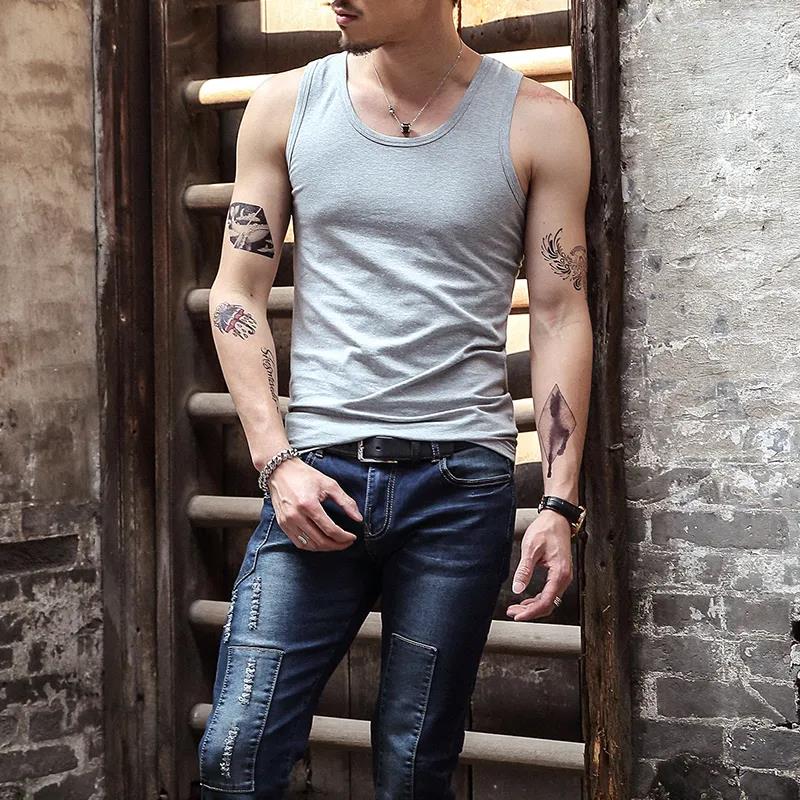 Мужской жилет из чистого хлопка, спортивная молодежная эластичная майка для фитнеса