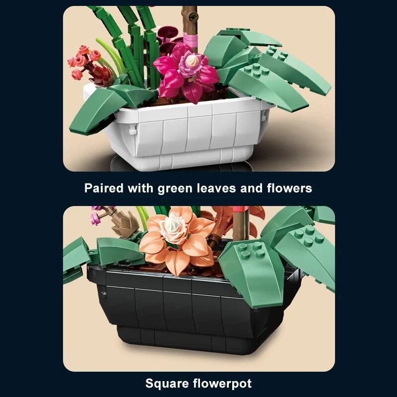 Креативная бабочка, орхидея, фаленопсис, модель в горшке, строительные блоки 10311 MOC, цветы, растения, бонсай, кирпичи, игрушки, подарок на день Святого Валентина