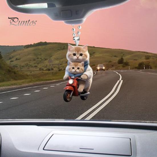 Мотоцикл Кот Акриловые подвесные украшения для дома, комнатная рождественская елка, зеркало заднего вида автомобиля, 2D, плоский ездовой котенок, подвесное украшение, мультяшное животное, подвеска