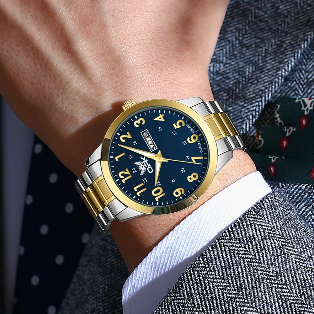 Часы OPK Популярные Стильные Водонепроницаемые Светящиеся Легко читаемые Кварцевые Часы с Календарем Бизнес Студенческие Фирменные Часы для Мужчин Золотые Синие Мужские Мужские и
