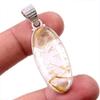 Natural Golden Rutile Gemstone 925 Solid Sterling Silver Jewelry Pendant 2" N0k09