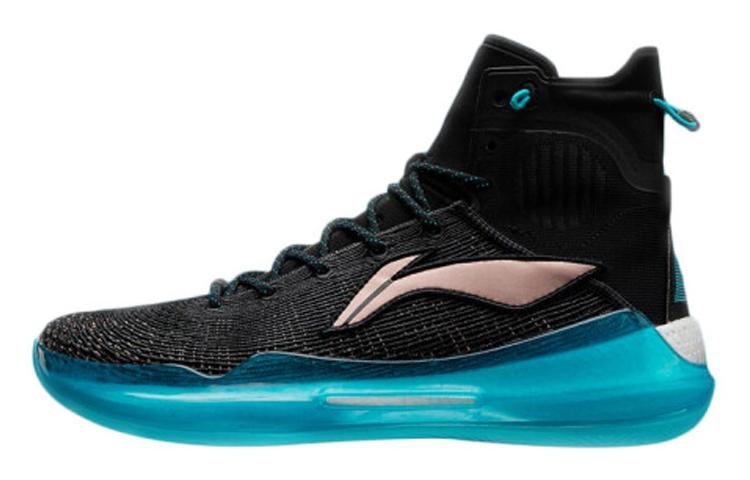 Li Ning YuShuai 13 Boom Cushioning Slip Resistant High top Performance Basketball Shoes Men's Black Blue ABAP065-1