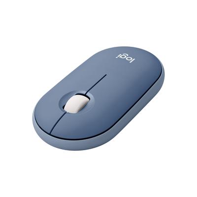 Logitech Wireless Mouse Беспроводная мышь Pebble M350BU Тонкая бесшумная Blueberry USB Bluetooth Беспроводная симметричная Windows Mac Chrome Android Surface iPad