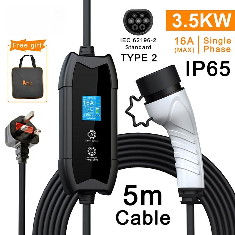 EV Charger 16A 3.5kW Type 2 Electric Car Charging Station 5M Charging Cable Electric Vehicle Car Charger