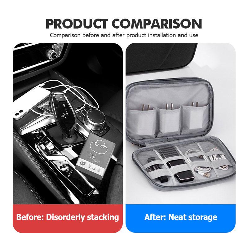 Travel Tech Organizer Bag Multi-pocket Data Cable Charger Storage Pouch For Volkswagen VW GTI Tiguan Passat B5 B6 B7 CC Jetta