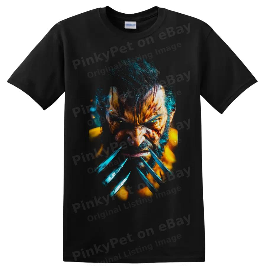 Wolverine Logan Claws Superhero Graphic T Shirt Action Hero Portrait Tee