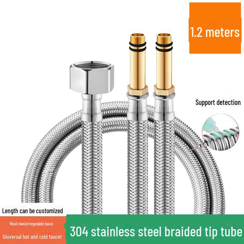Explosion-Proof 304 Stainless Steel Braided Hose for Water Heaters and Basin Faucets