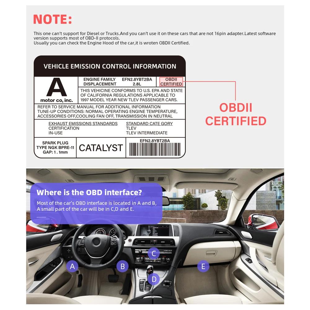 Bluetooth 5.1 ELM327 V2.1 Авто OBD2 сканер Автомобильный диагностический инструмент Считыватель кодов Инструмент Супер MINI ELM 327 V1.5 Для Android