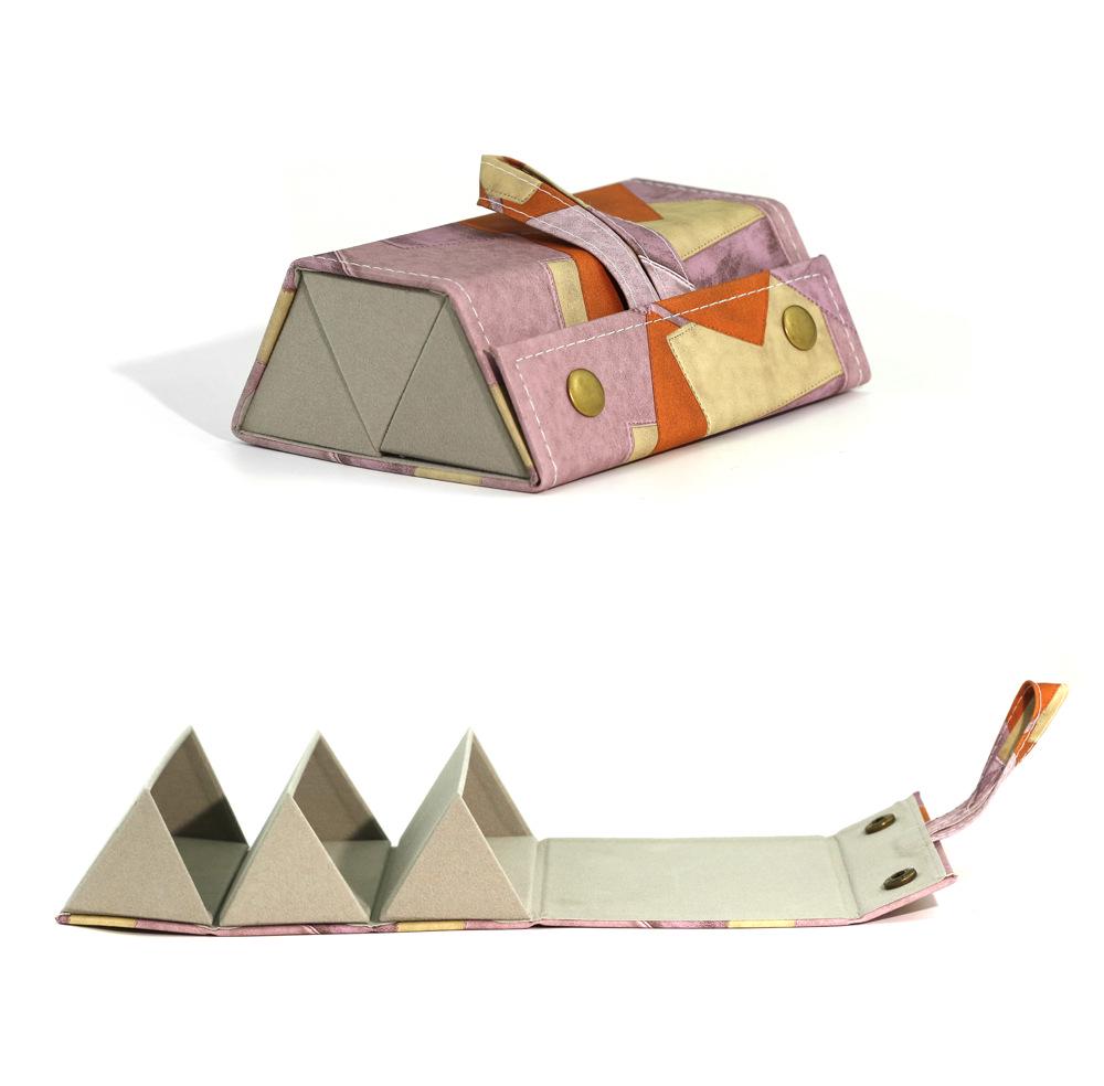 Leather Multi-Compartment Eyeglass & Sunglasses Storage Case, Portable & Foldable with Large Capacity