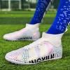31-48унисекс футбольные бутсы с высоким верхом, эластичной резиной и мягкой подошвой TF футбольные бутсы мужские тренировочные специальные детские футбольные бутсы для соревнований
