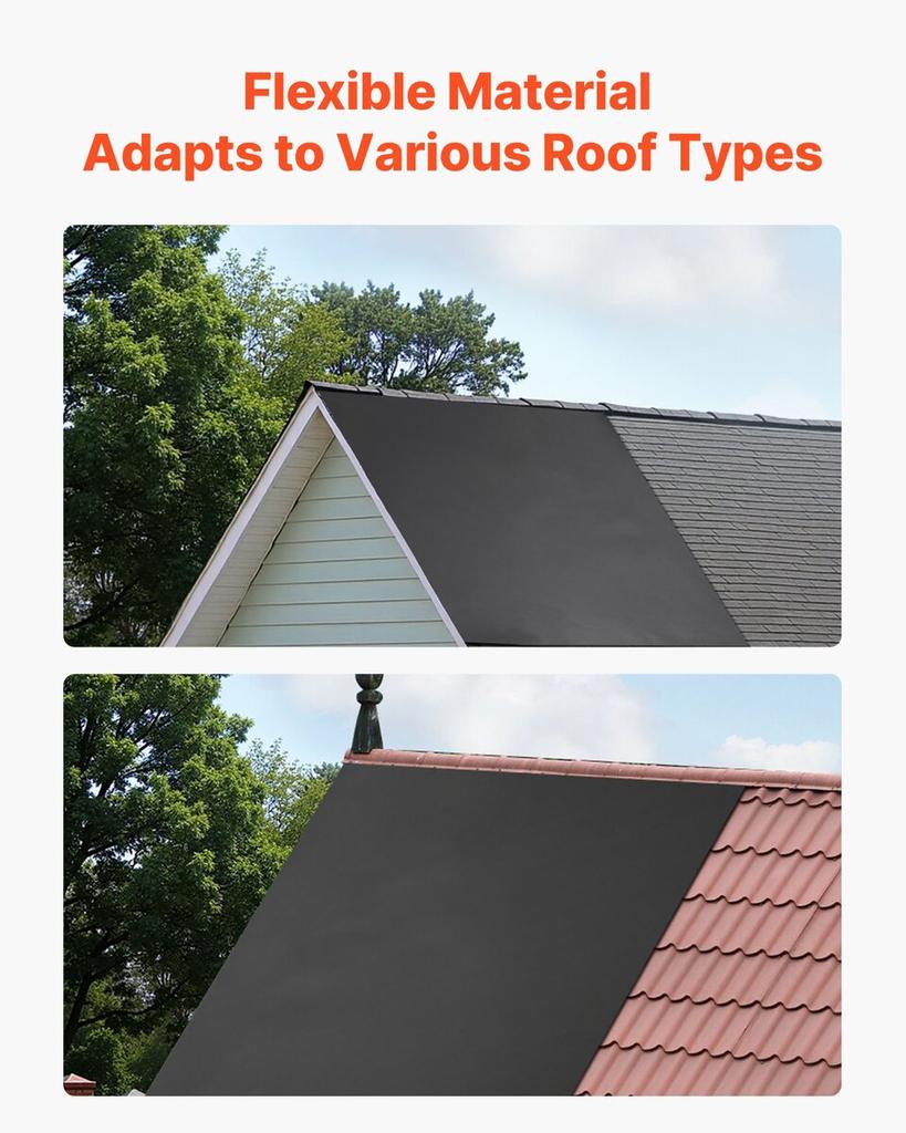 Roll Roofing, 15 x 25 ft, 45 mil EPDM Rubber Roofing, Long Lifespan & Weather-resistant, Withstands Harsh Temperatures, Flexible & Easy Installation,