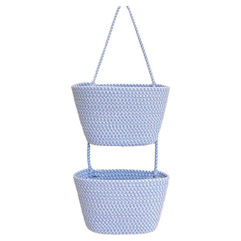 Foldable Hanging Storage Basket 2/3 Layered Door Storage Pouch Rope Woven Basket Kitchen