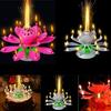 Bougie d'Anniversaire - Multicolore - Fleur Lotus - Rotation - Musique - Décoration de Gâteau