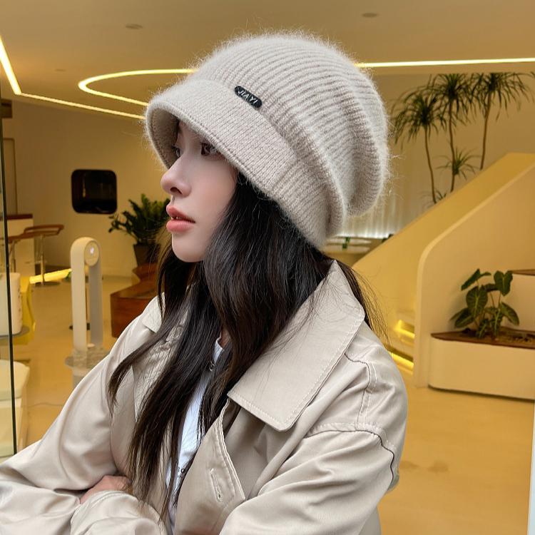 Новая шапка из меха кролика женская осенне-зимняя модная высококачественная вязаная шапка зимняя теплая шерстяная шапка для защиты ушей интернет-знаменитость