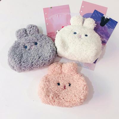 Маленькие сумки для монет с кроликом, кошелек Kawai Rabbit, мини-косметичка, сумка для девочек, плюшевая помада, сумки для хранения наушников, держатель для карт