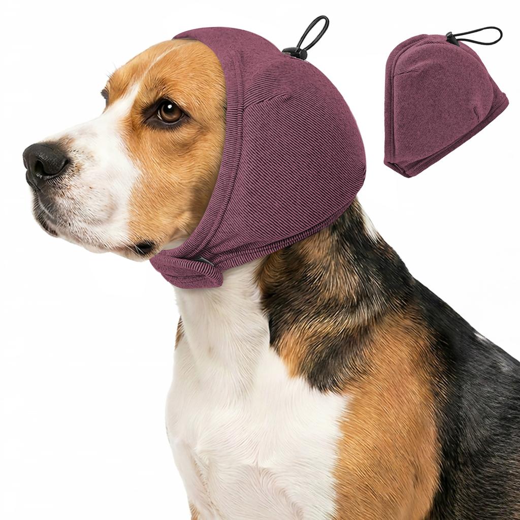 Noise Canceling Dog Calming Snood, Adjustable Anti-Anxiety Pet Ear Wrap for Thunderstorm Fireworks Stress Relief