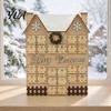 Holiday Tabletop Decor Wooden House Christmas Advent Calendar, with 24 Drawers, Countdown to Decoration Gift Box, Refillable Xmas Desktop Calendar