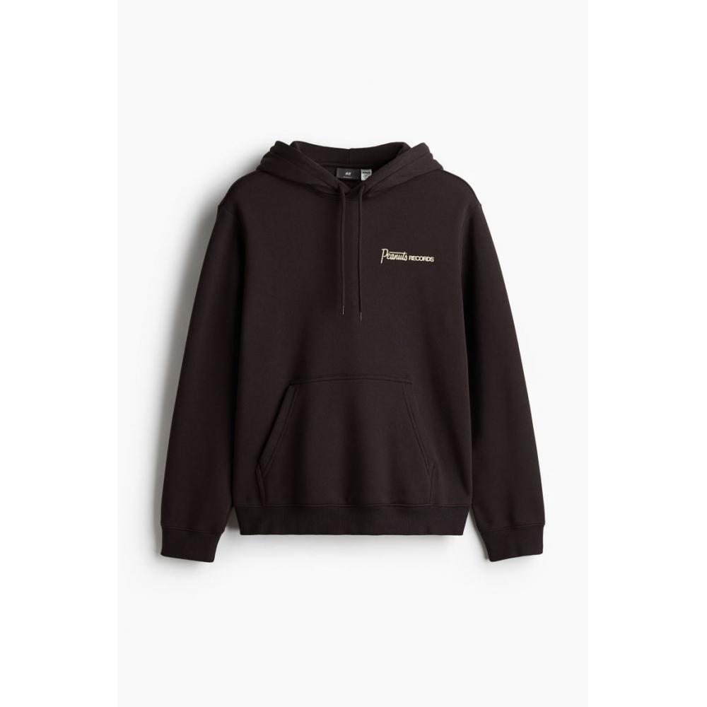 H M Regular Fit Hoodie Brown Snoopy
