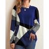 New Fashion Contrast Color Patchwork T-shirt Tops O-neck Long Sleeve Loose Casual Pullover Tee Oversized Women Clothing