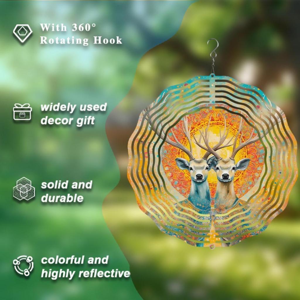 10 Inch Hanging Wind Chimes with 360 Degree Hook Exquisite Design for Balcony Garden Courtyard Decoration Spring Summer Artistic Dynamic Gift